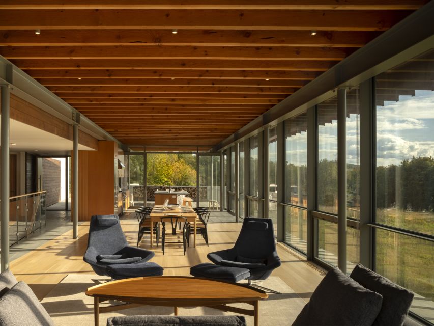 The upper level pavilion at Gallatin Residence.